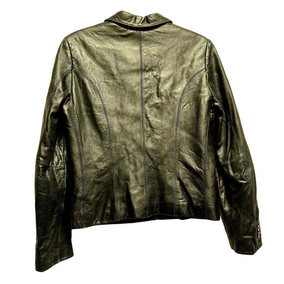 Vintage Wilsons Leather Black Cropped Blazer Jacket Soft Tailored M - Picture 2 of 16